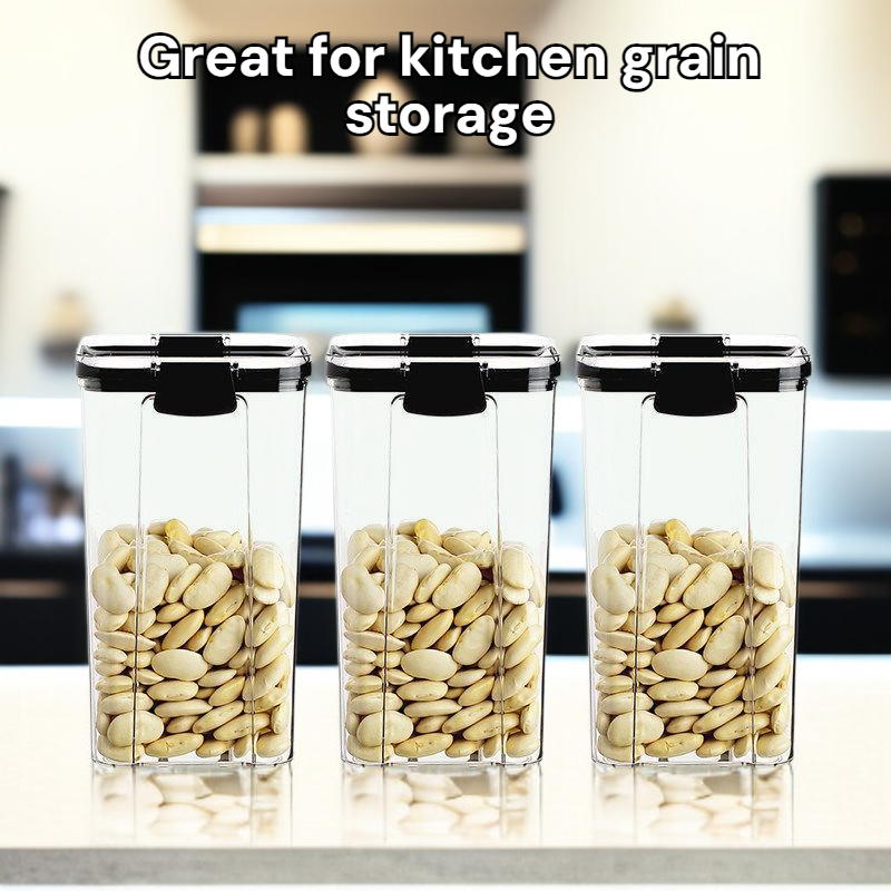 Kitchen Food Grade Transparent Storage Jar Sealed Plastic Grain Organizer Box