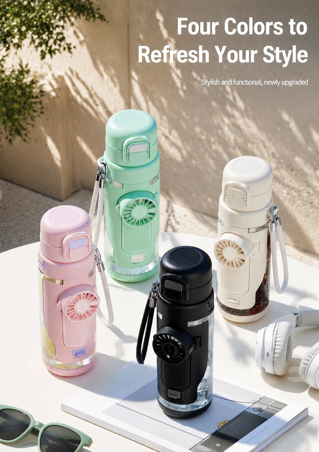 Close-up of multifunctional cooling water cup
