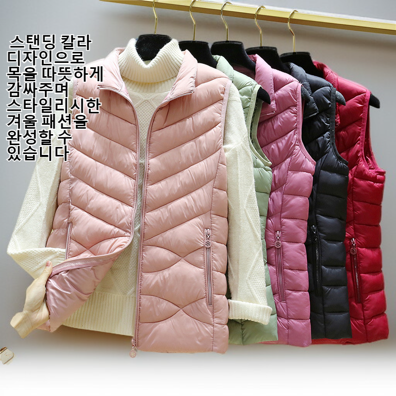 스탠딩 칼라 다운 베스트 조끼 두꺼워진 레저 스탠딩 칼라 짧은 섹션