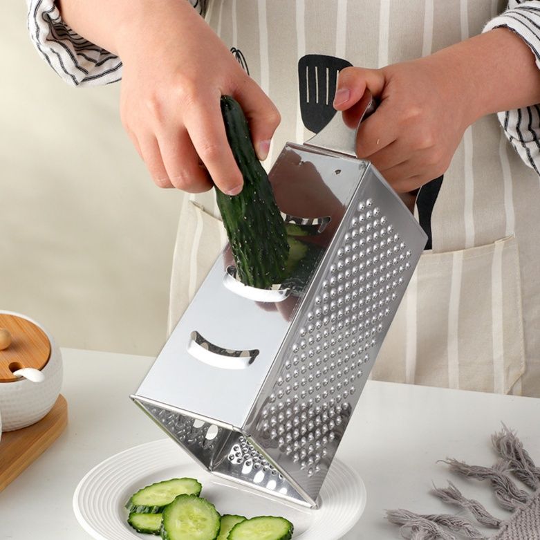 Vierseitige Reibe aus Edelstahl in Gold, Roségold Gemüsereibe, Käsereibe für Karotten und Ingwer