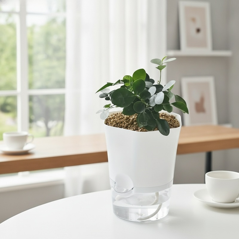 Lazy person's automatic water-absorbing flower pot, plastic resin, simple imitation ceramic, pothos 