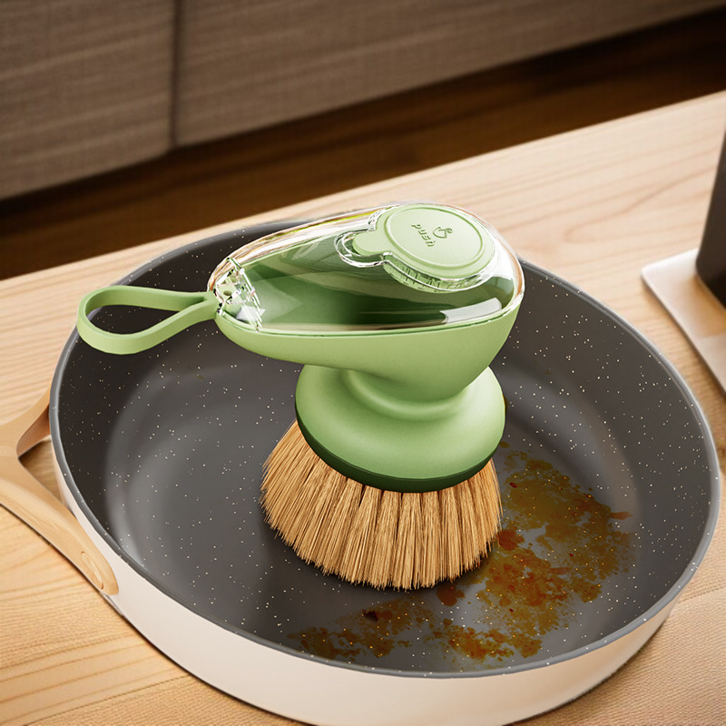 가정용 손상없는 냄비 청소 냄비 브러쉬 자동 수액 압출 수액 세척 냄비 브러쉬 게으름뱅이 주방 필수 자동 수액 브러쉬