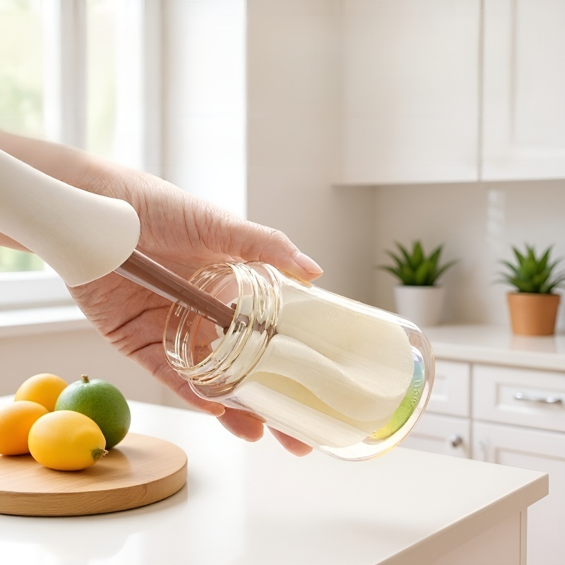 Hangable long-handled sponge cup cleaning brush