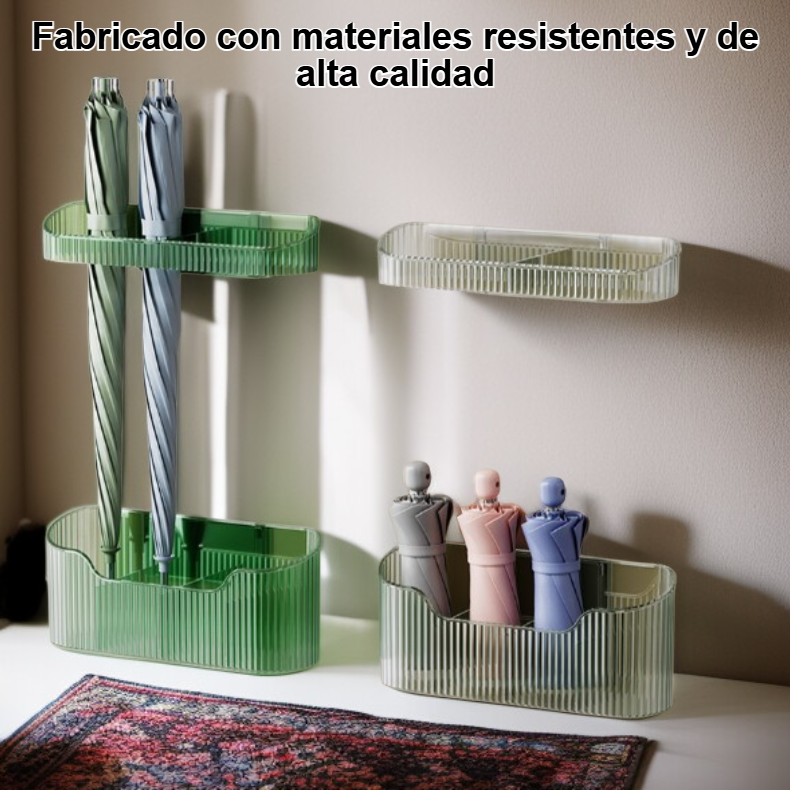 Instalar un estante para guardar paraguas montado en la pared.