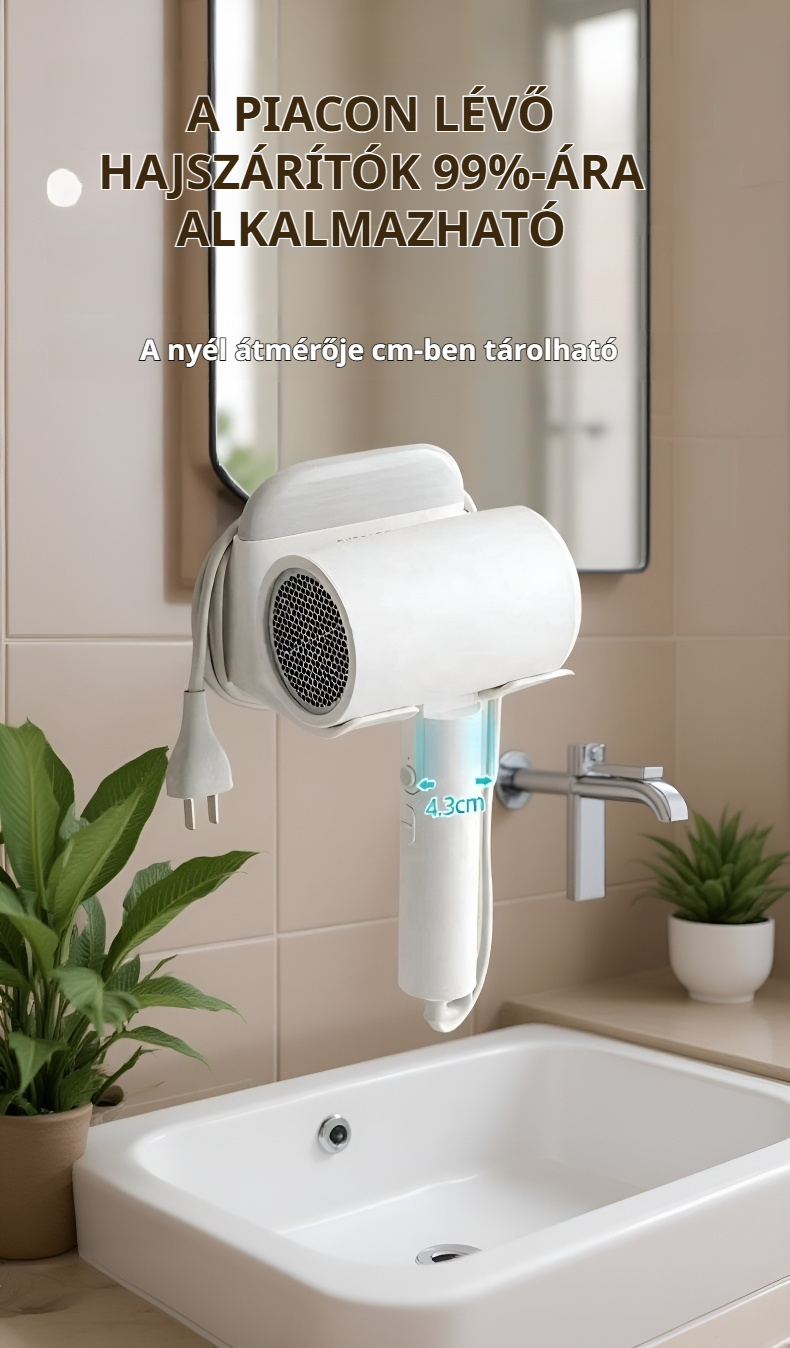 Fali hajszárító tartó állvány szerelési lehetőséggel