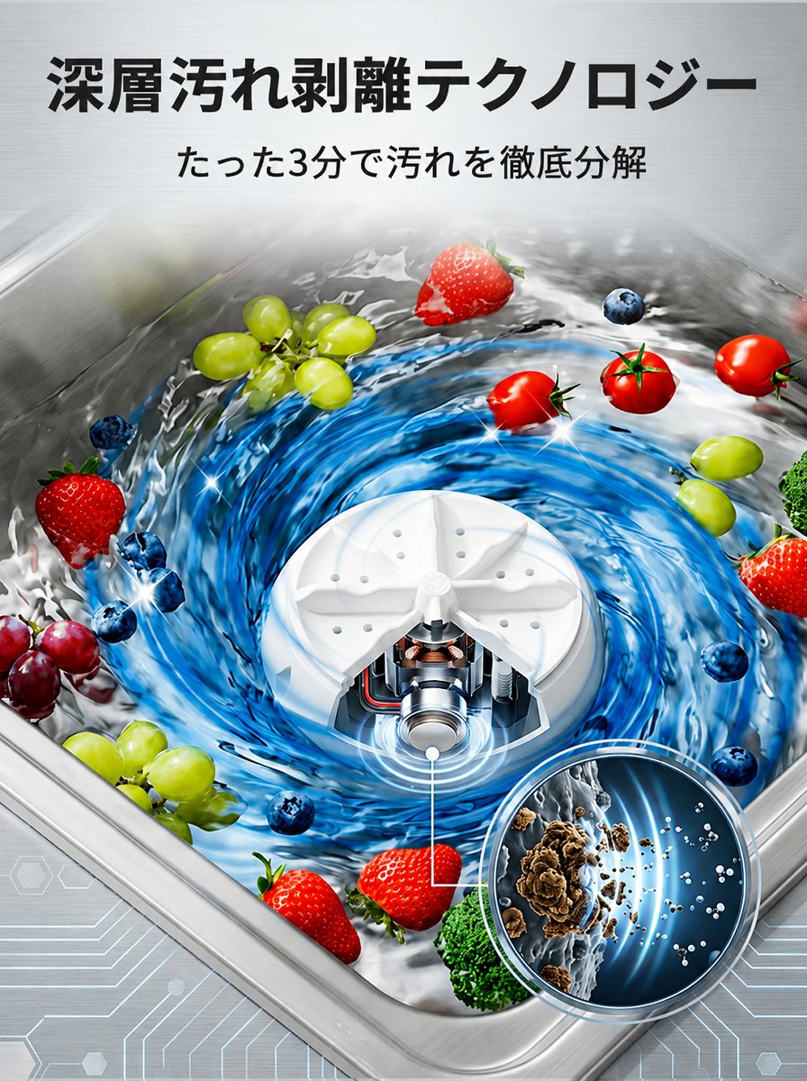 家庭用超音波野菜果物クリーナー