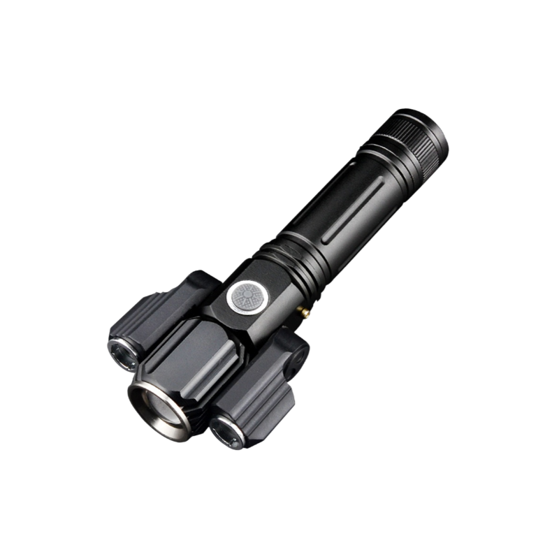Outdoor waterproof three-head flashlight