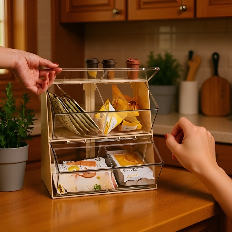 Átlátszó teafilter és kávékapszula tároló állvány