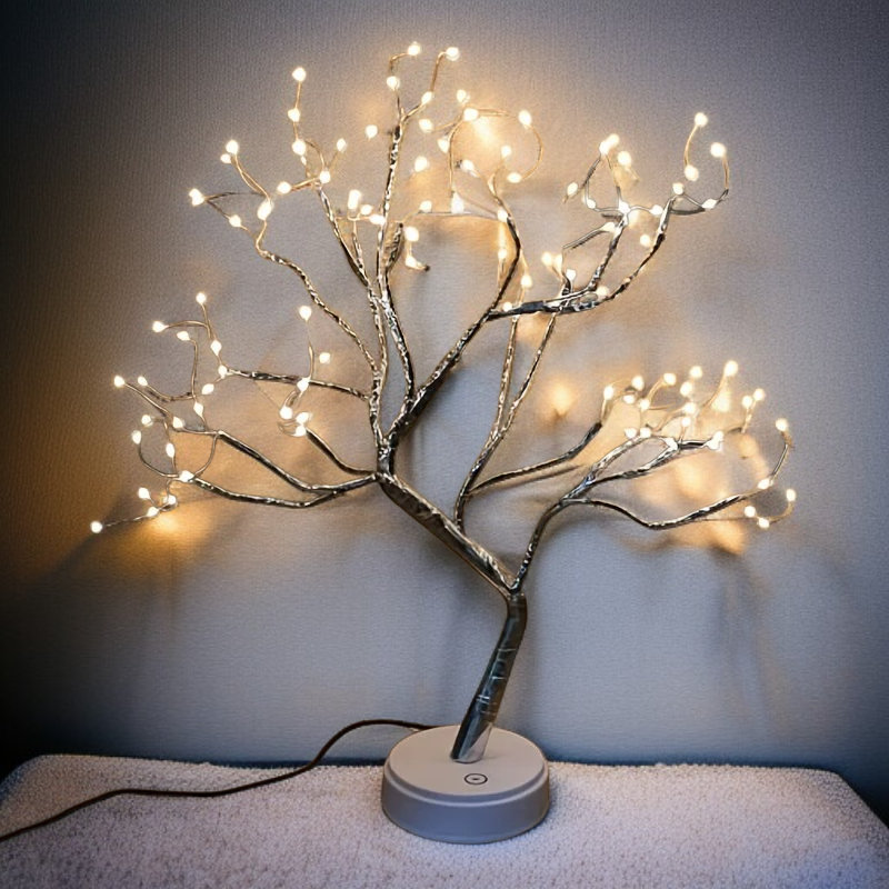 アップグレードタッチスイッチ銅線ライトツリー108球、家庭用祝日装飾に最適