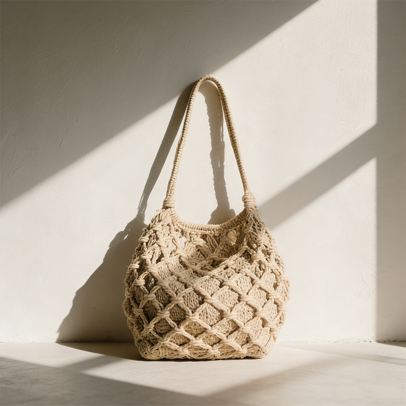 미백색 핸드메이드 숄더백