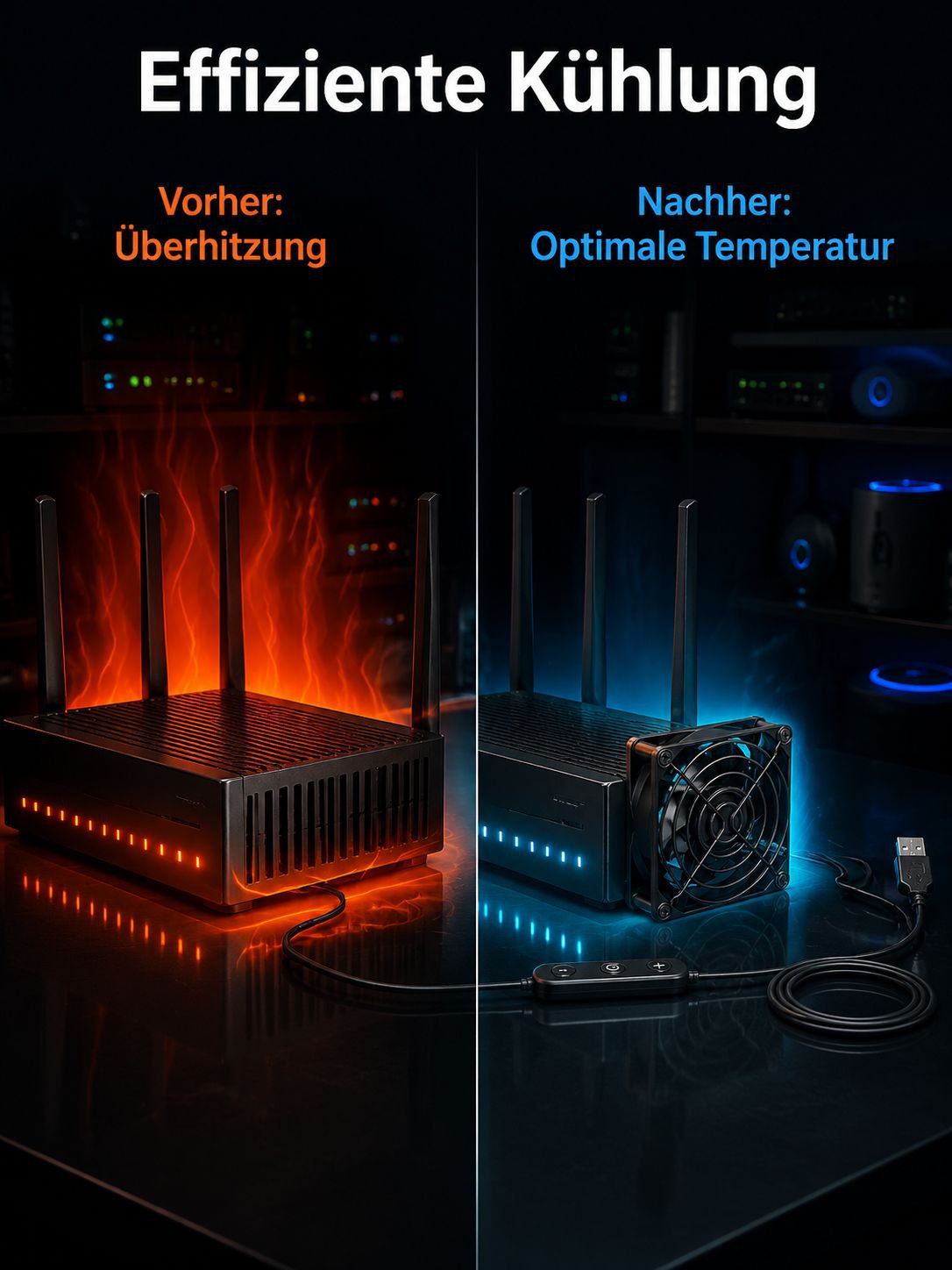 Installierter DC-Kühlventilator in einem Schaltschrank