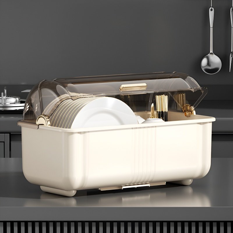 กล่องเก็บชามและจานในครัว