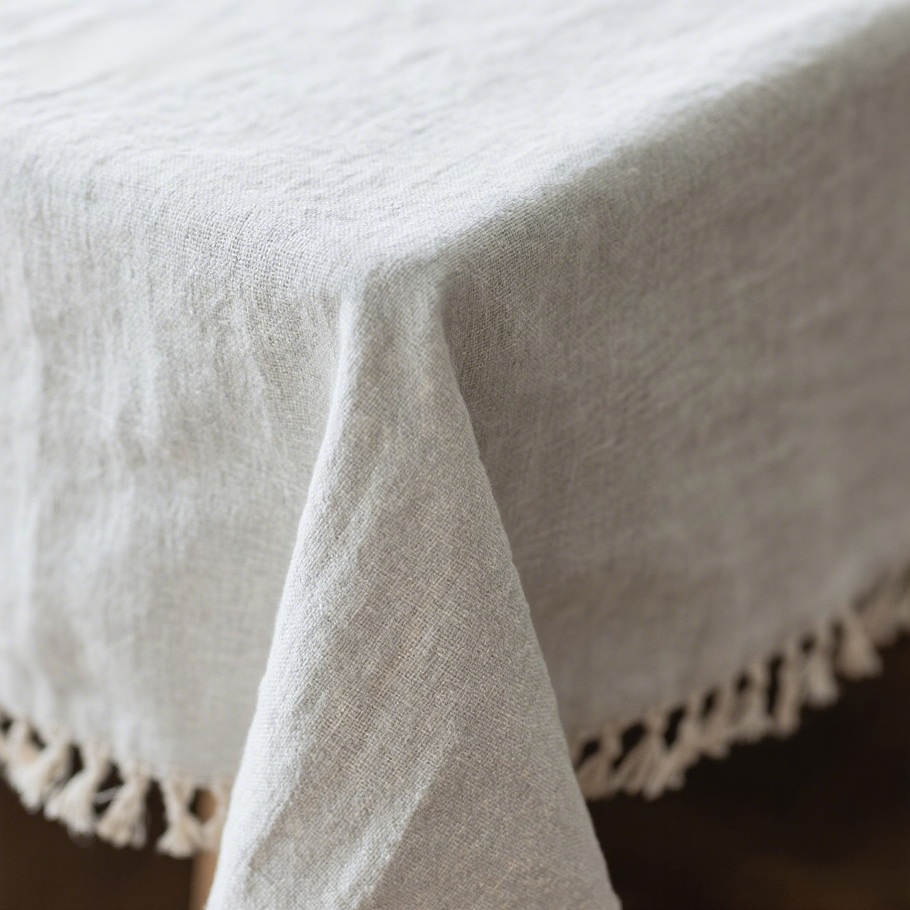 Solid color cotton and linen tablecloth