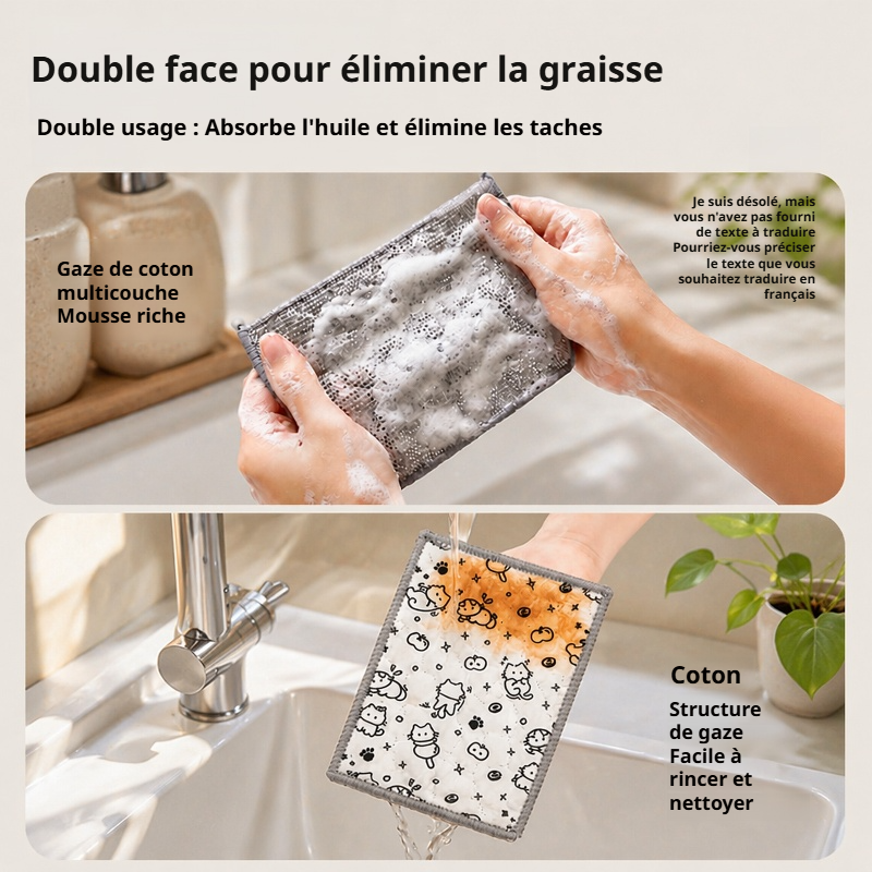 Éponge à récurer en fil d'acier double face avec motif cartoon