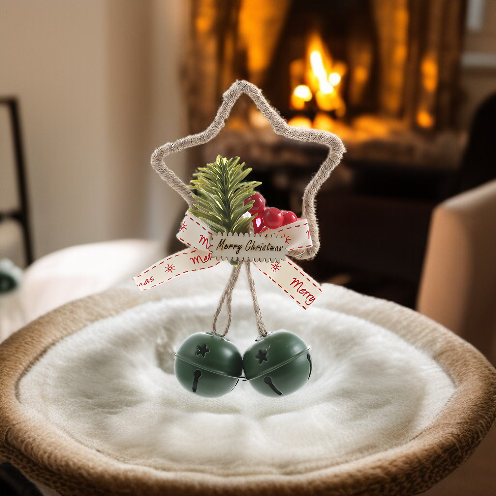 Weihnachtliche Stern-Glocke Türanhänger Dekoration mit Schleife für Weihnachtsbaum