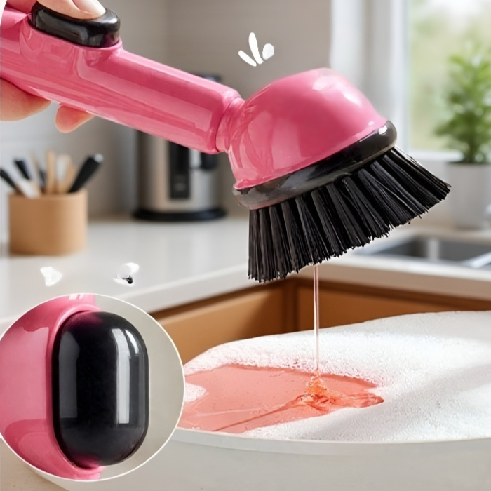 長柄可加清潔液刷鍋清潔刷