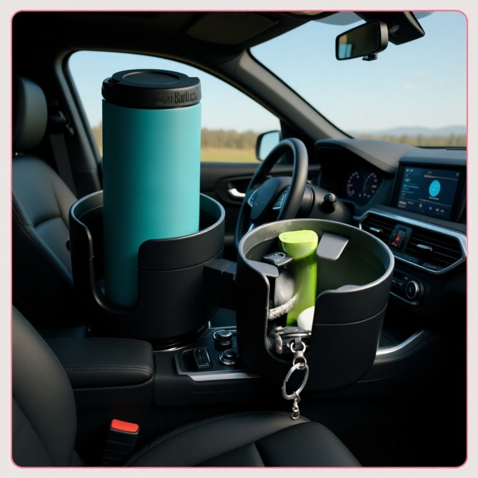 확장형 컵 홀더에 다양한 컵 정리