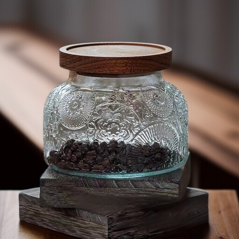 レトロガラス密封収納缶