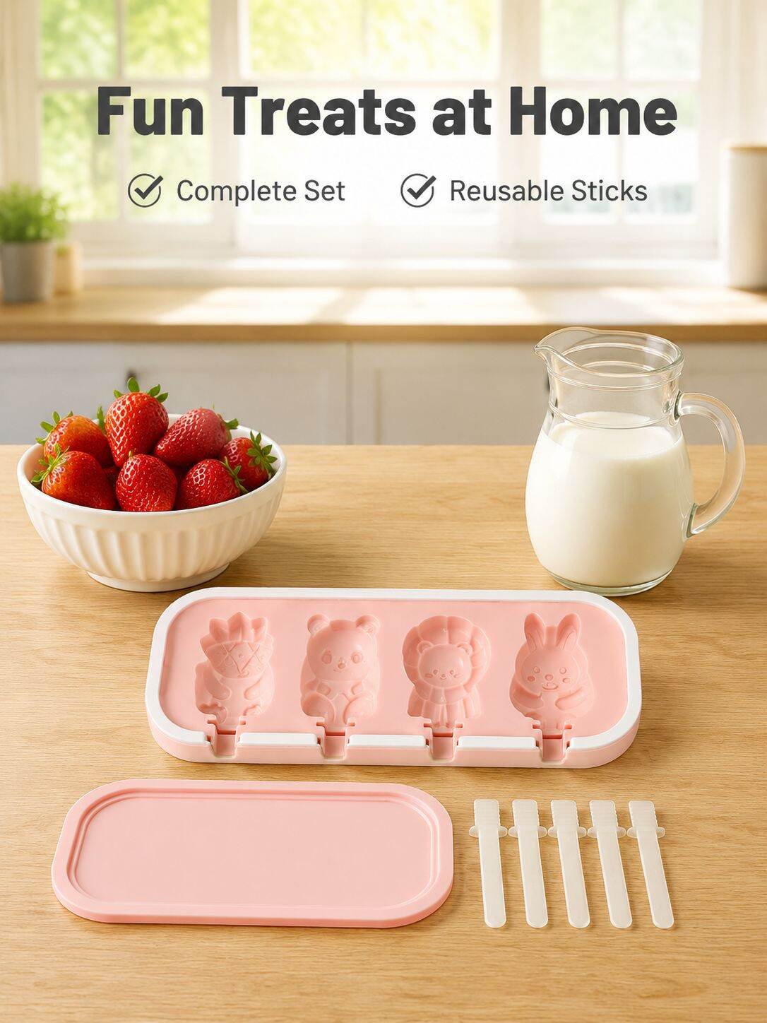Silicone Popsicle & Ice Cream Molds, Homemade Cheese Stick Maker for Kids