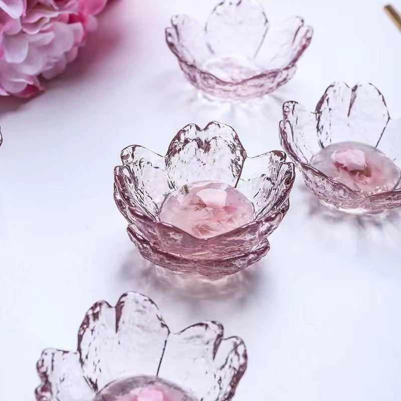 Japanese Style Pink Gold Rim Glass Small Plate Seasoning Sauce Plate