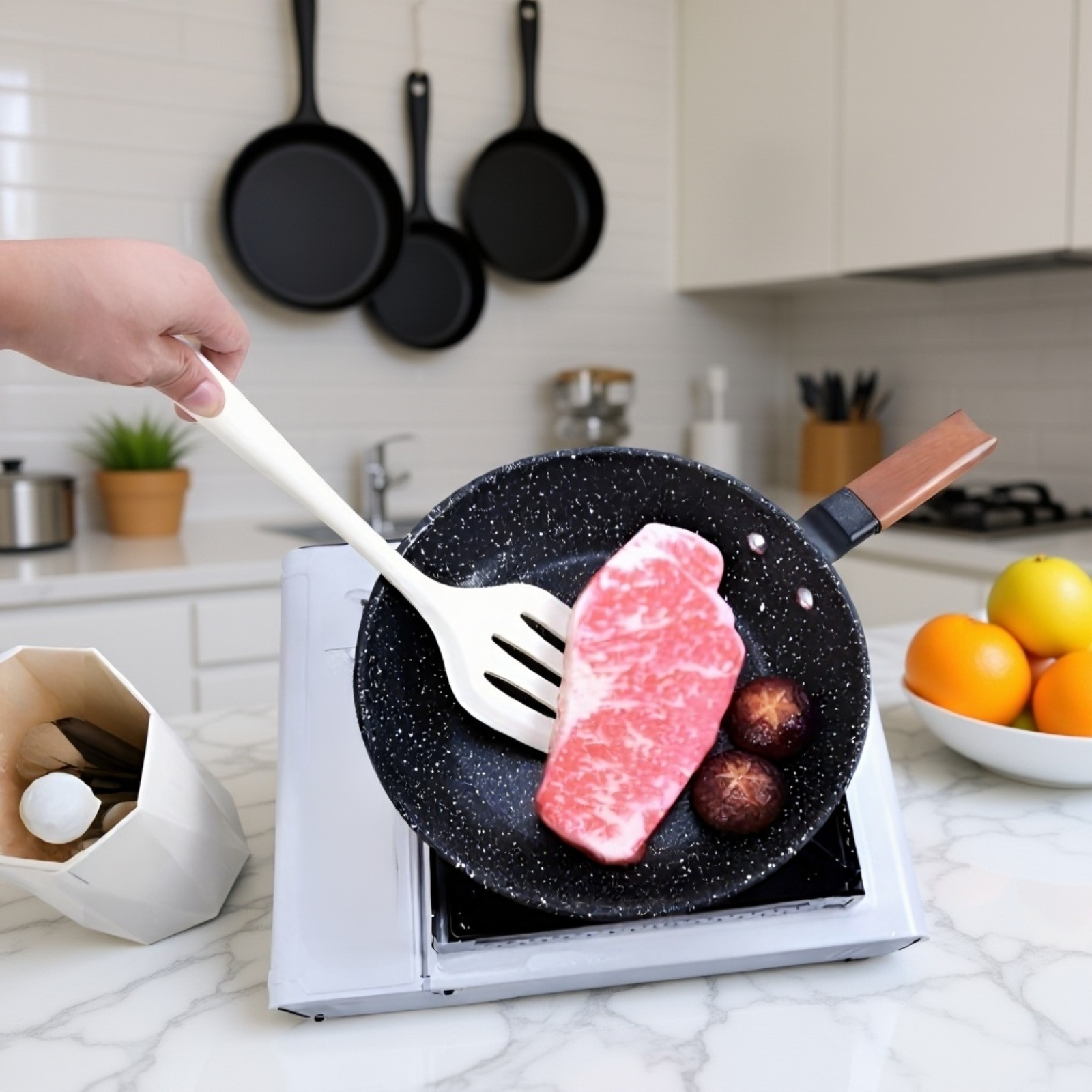 Premium silicone ladle serving stew