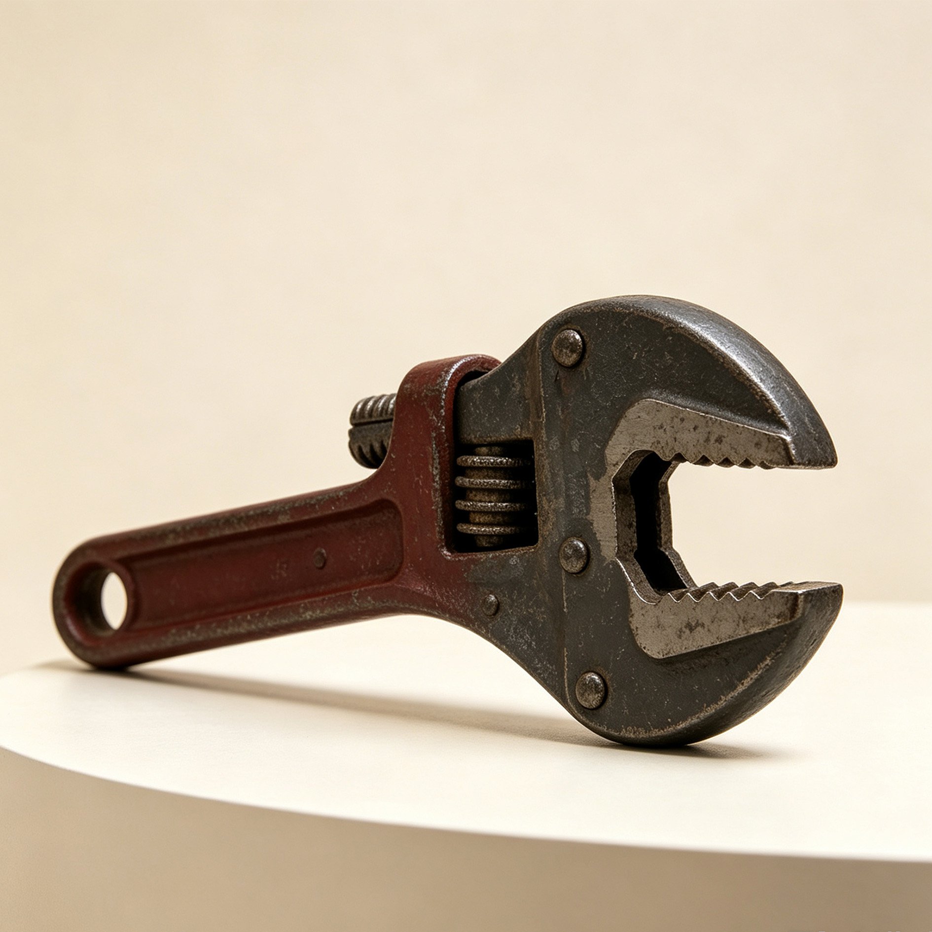 Retro Red Handle Adjustable Wrench