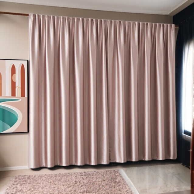 寝室の完全な遮光カーテン自己接着日除けの生地はパンチ穴の取付けの日焼け止めの熱絶縁材のカーテンを放します