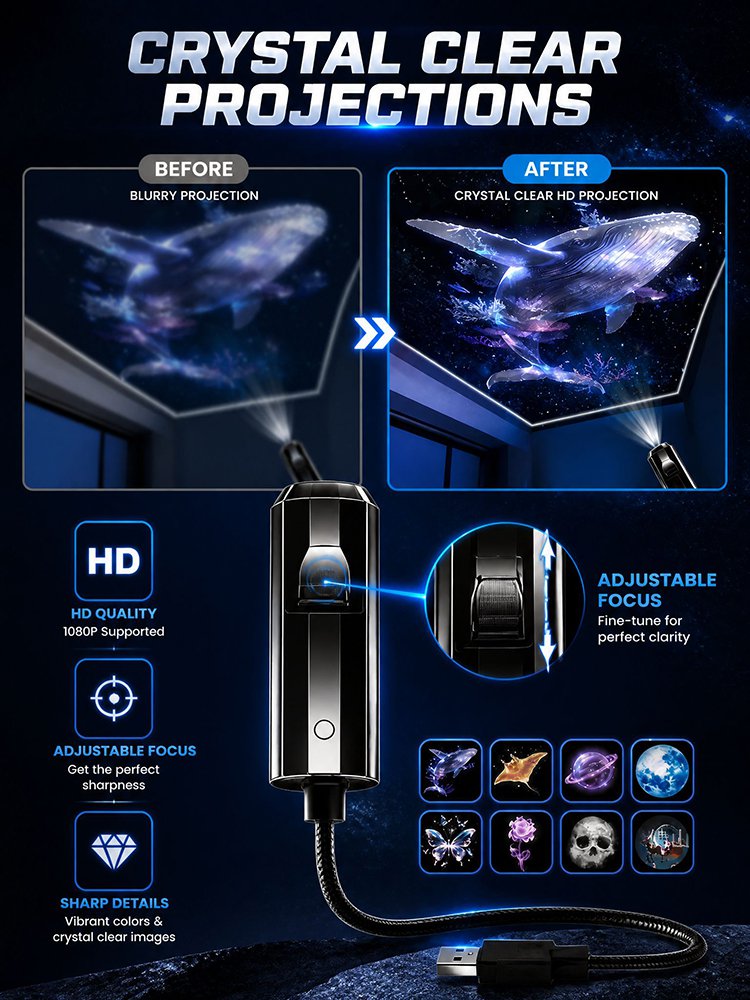 [Switch to a Starry Sky with a Single Click] Portable Starry Sky Projector