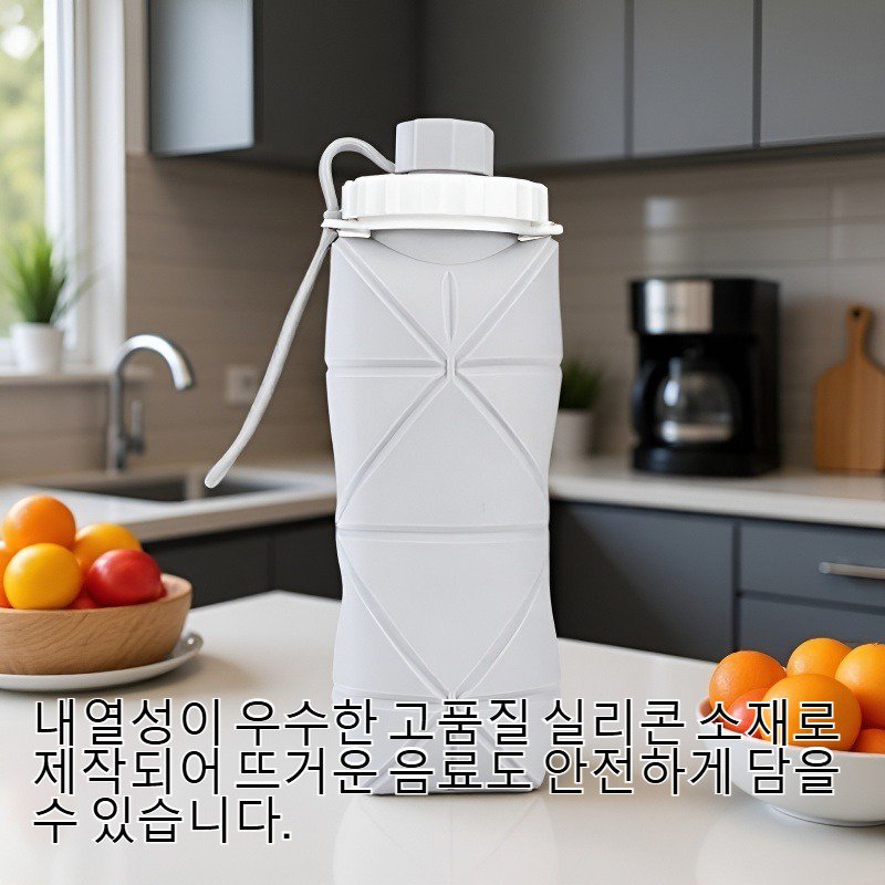 휴대하기 편리하고 고온에 강한 실리콘 접이식 물병