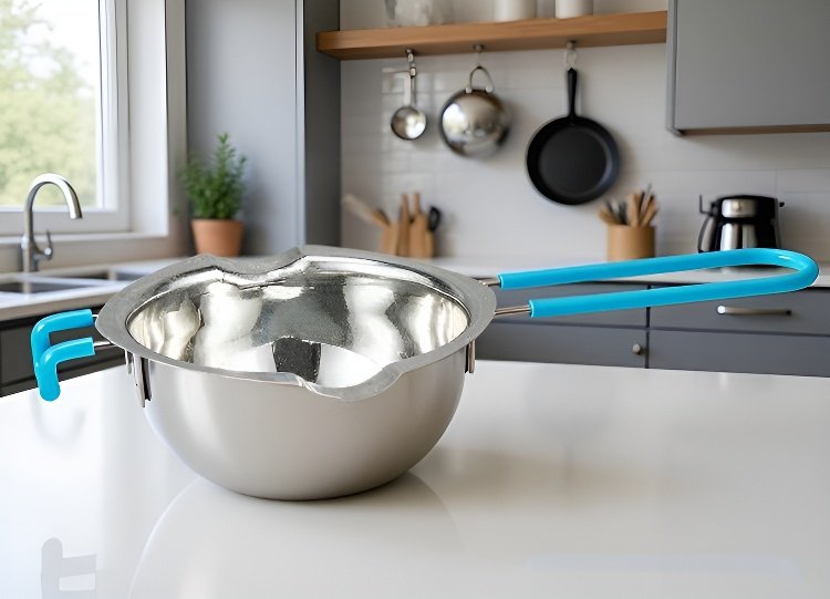 Olla de acero inoxidable con mango ergonómico