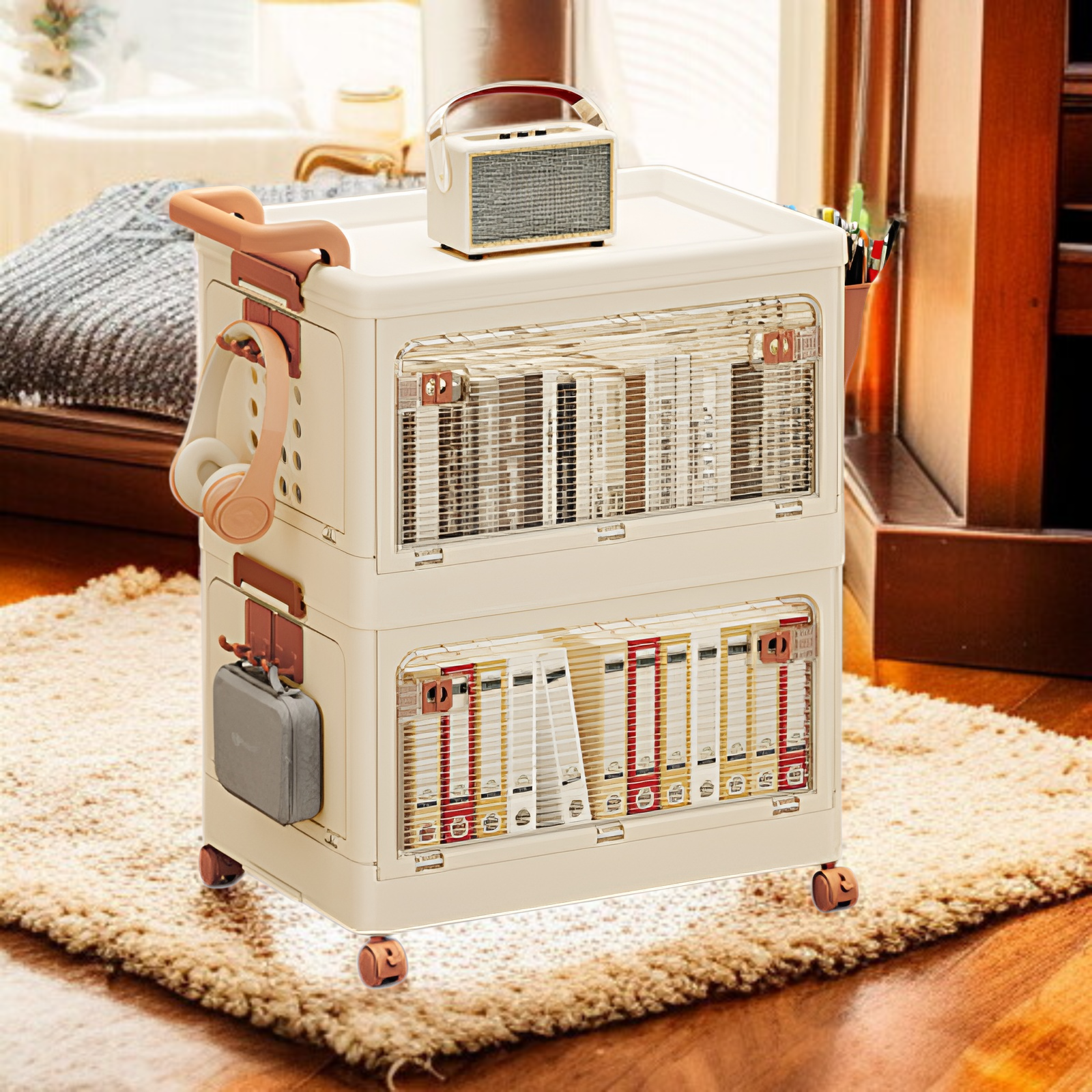 Faltbarer Aufbewahrungswagen, Haushalts-Schrank für Kinder-Snacks