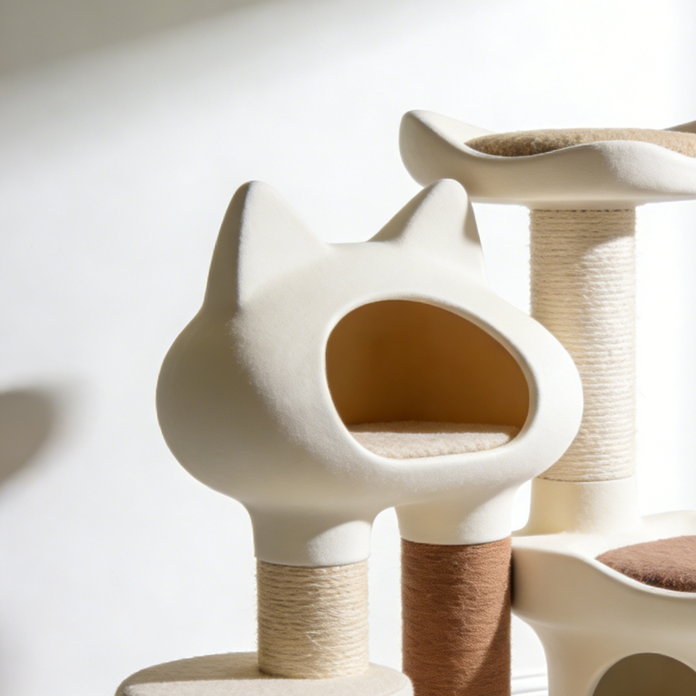 猫が遊んでいるキャットタワーの様子