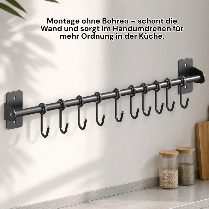 Wandmontiertes multifunktionales Küchenhakenregal ohne Bohren