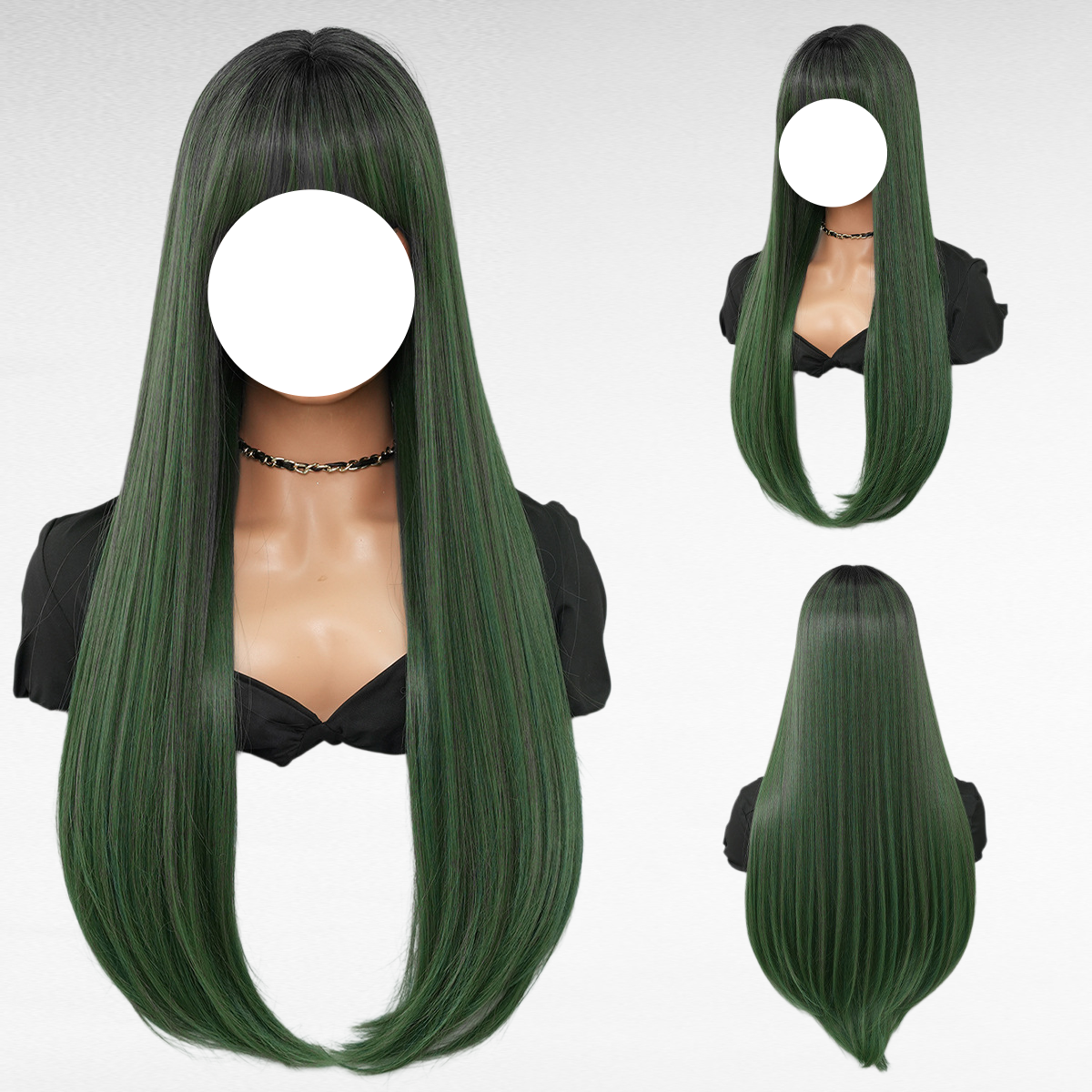 여자 긴 머리 모카 브라운 앞머리 레이어드 패션 전체가발