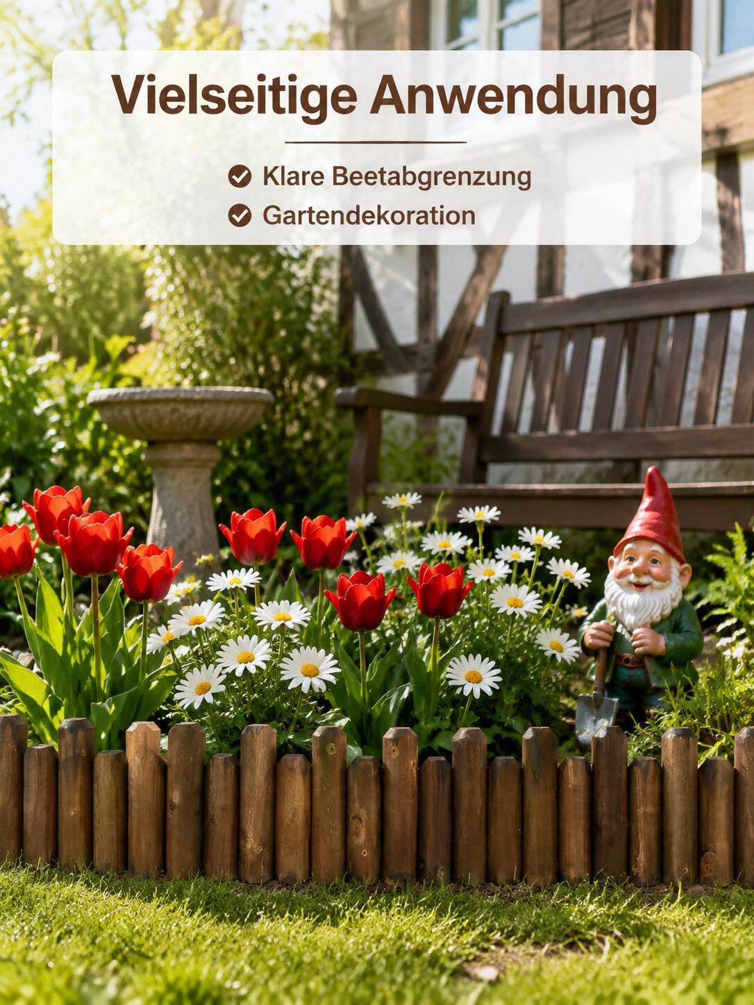 Holzlattenzaun für Garten, Rasen und Terrasse im Außenbereich