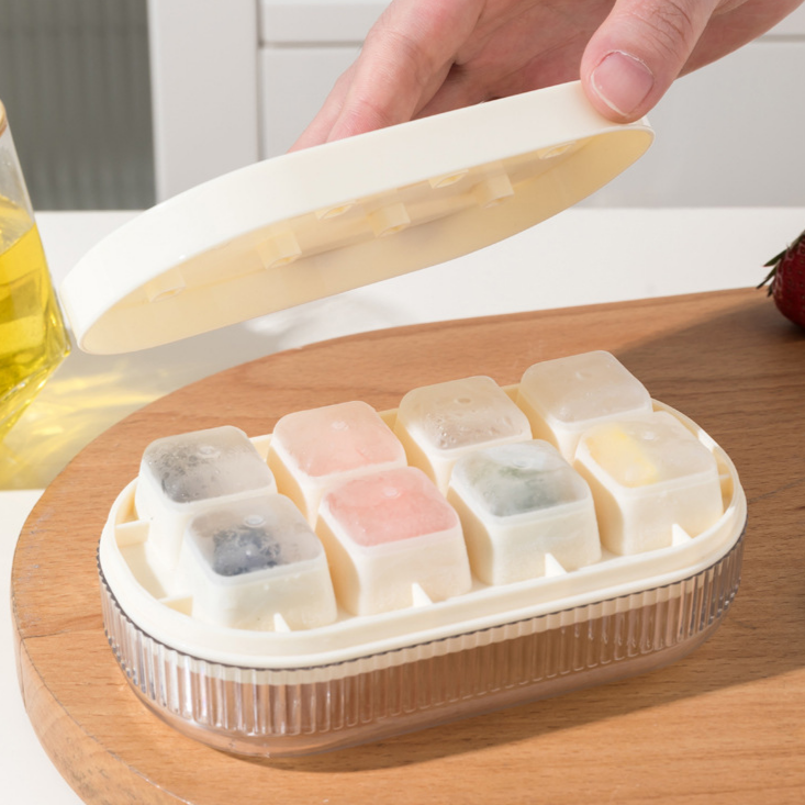 家用冰箱制冰器，压式制冰盒带盖，迷你奶昔制作机