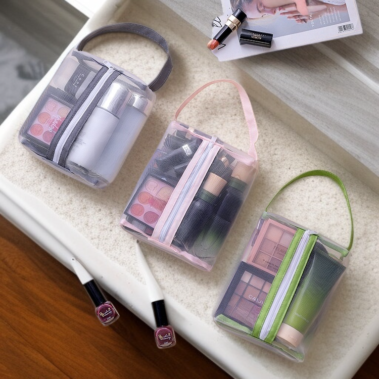 휴대용 투명 세면 파우치 수영장 여행 샤워백