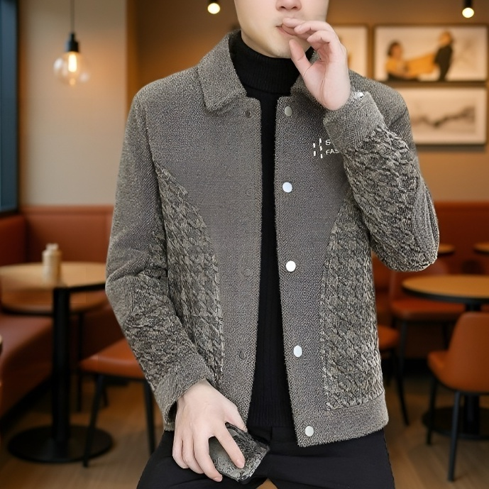 ベルベットラペル付き短いゴールドミンク毛皮コート