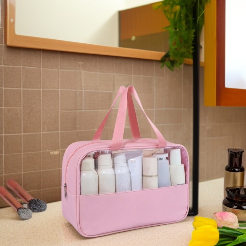 透明大容量ウォッシュバッグ 防水携帯用ハンドヘルド化粧品バッグ 旅行用大容量収納バッグ