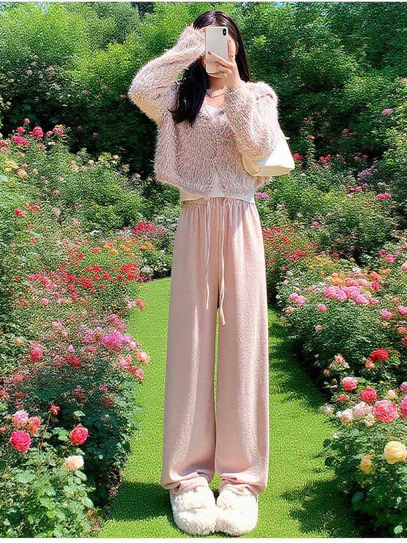 여성용 부드러운 드레이프 타월 스트레이트 팬츠【다재다능 바지】