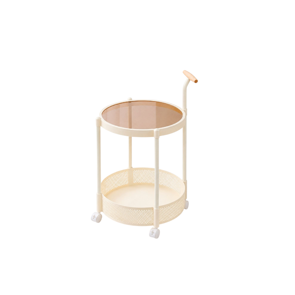 French Light Luxury Movable Glass Coffee Table Living Room Sofa Side Table