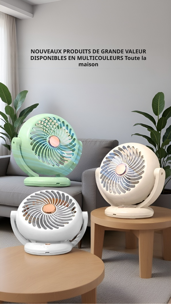 Vue rapprochée du ventilateur de bureau silencieux