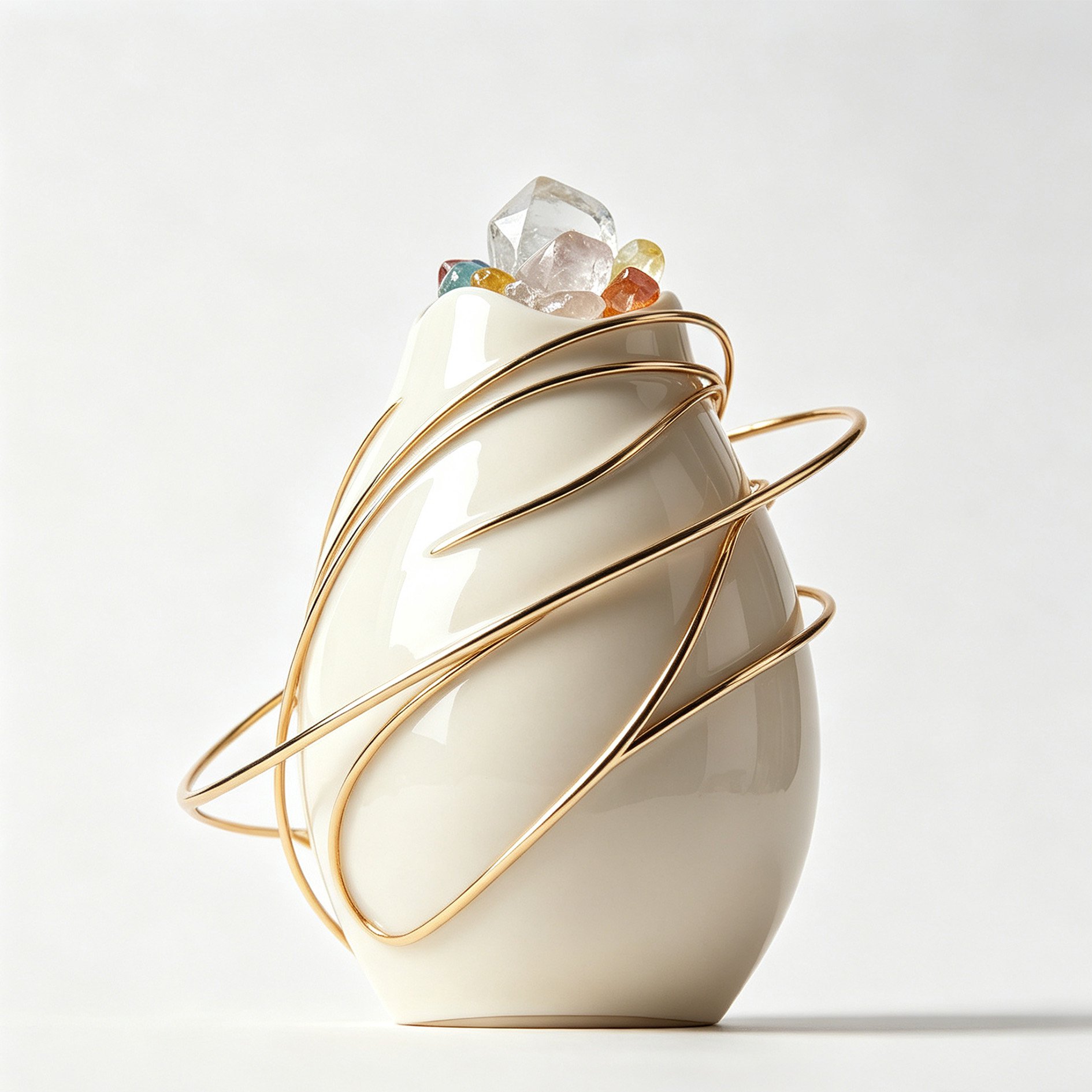 Crystal-wound porcelain bottle elegant design