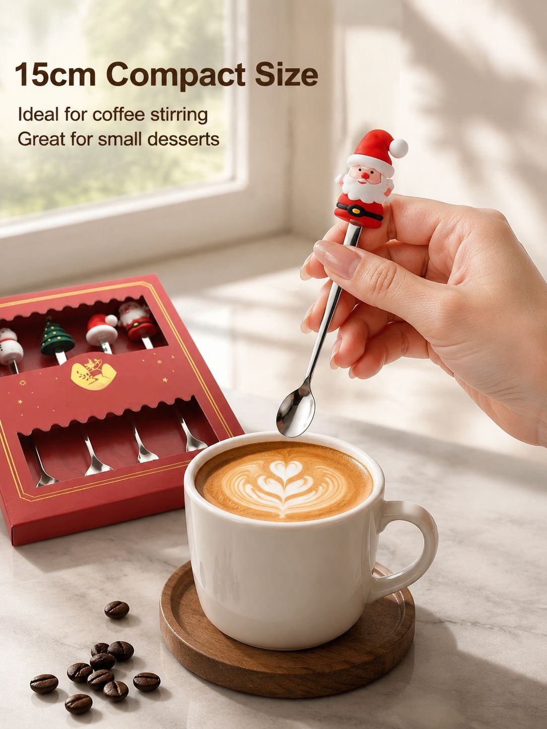Close-up of Christmas-themed cartoon spoons