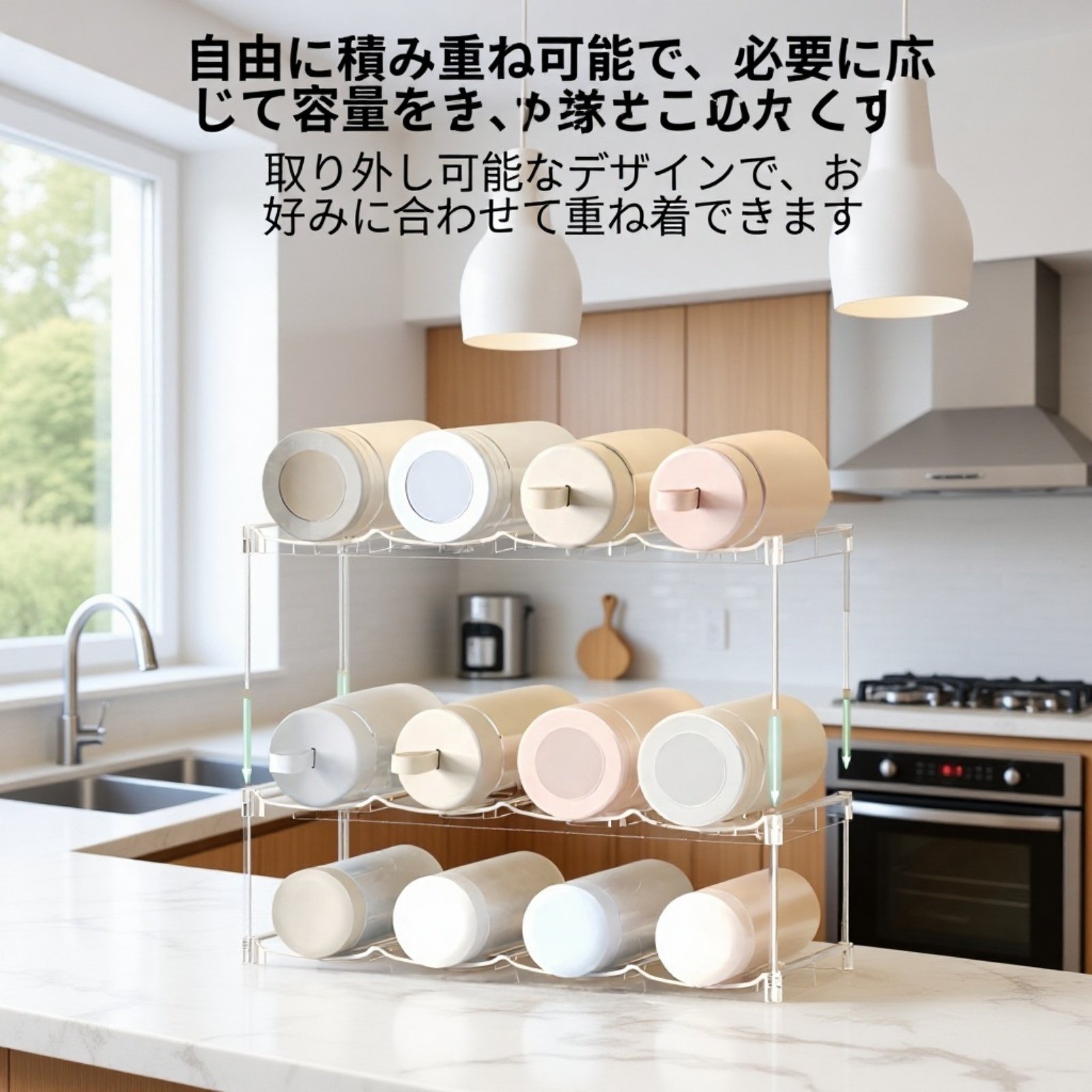 デスク用多層重ねカップ収納ラック