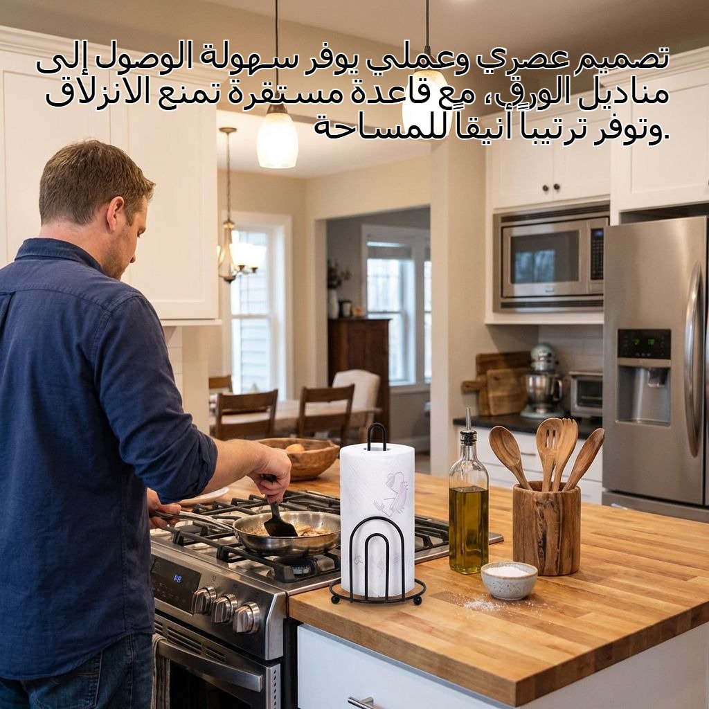 حامل ورق تواليت عمودي من الحديد للمطبخ