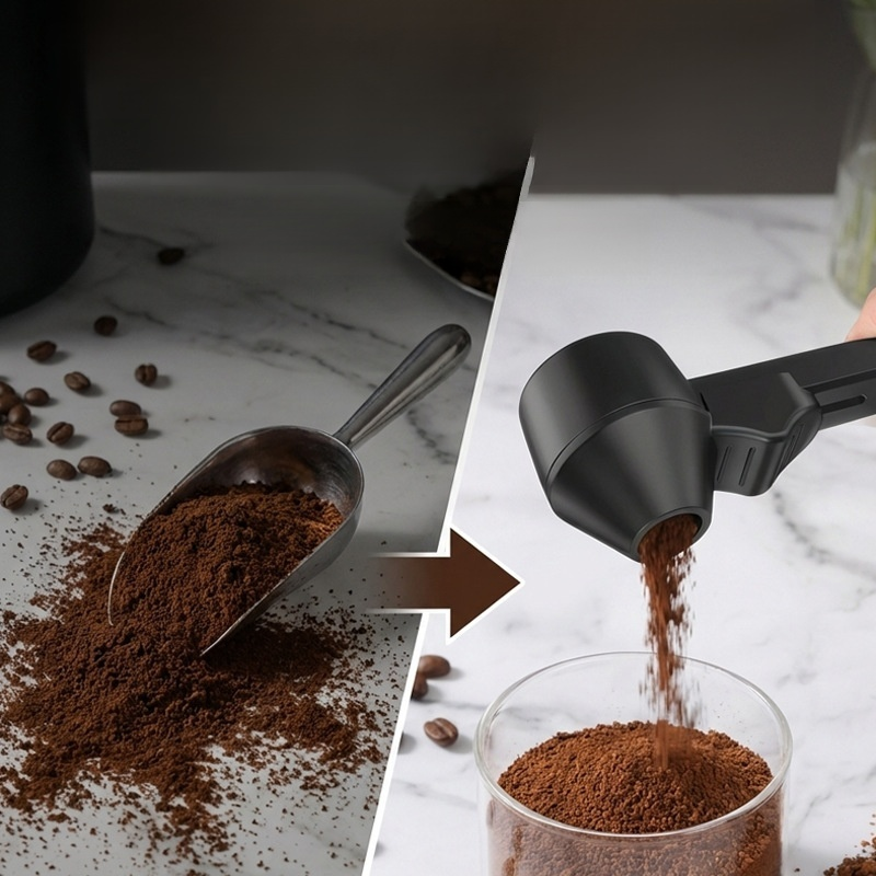 漏れ防止 大容量 コーヒー丸スプーン 長柄 滑り設計