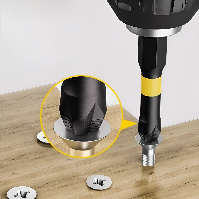 Sada vysoce tvrdých, protiskluzových bitů pro šroubovák Phillips a šestihran