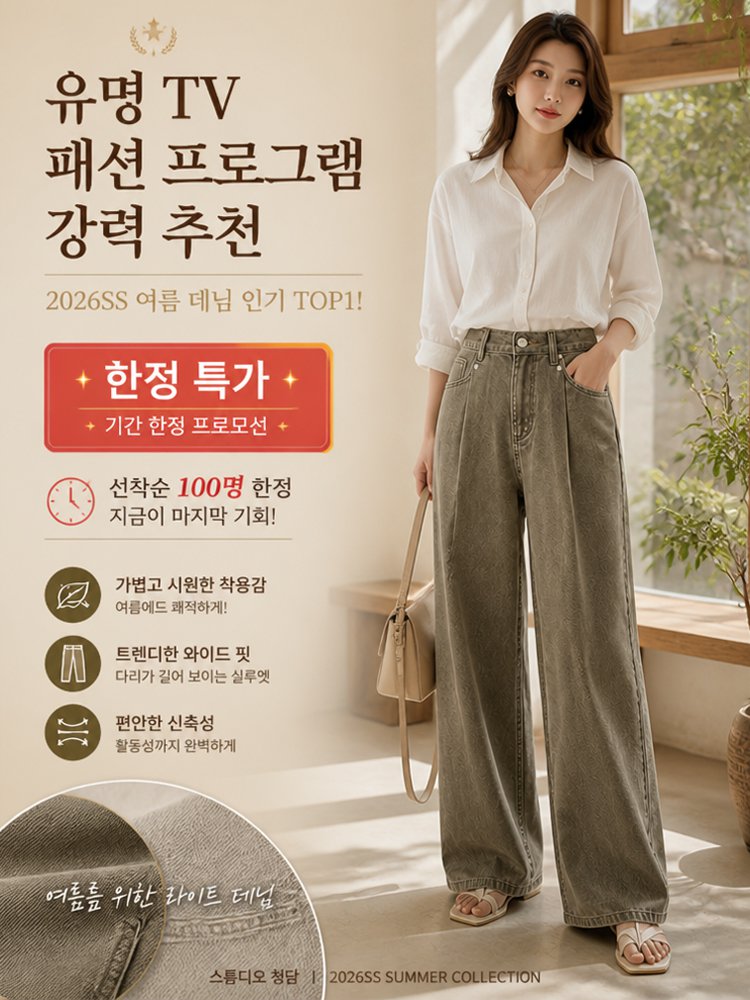 【NEW 컬러 출시】 린넨 데님 스트레이트 팬츠