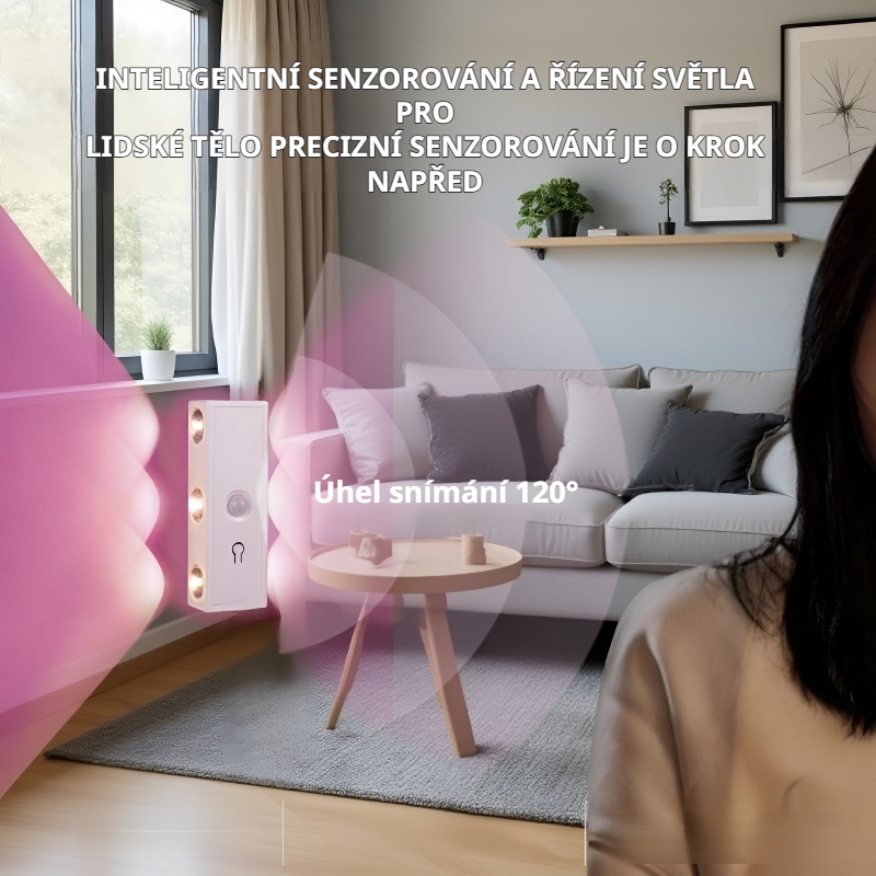 Vnitřní nástěnná lampa s magnetickým uchycením a detekcí pohybu osob